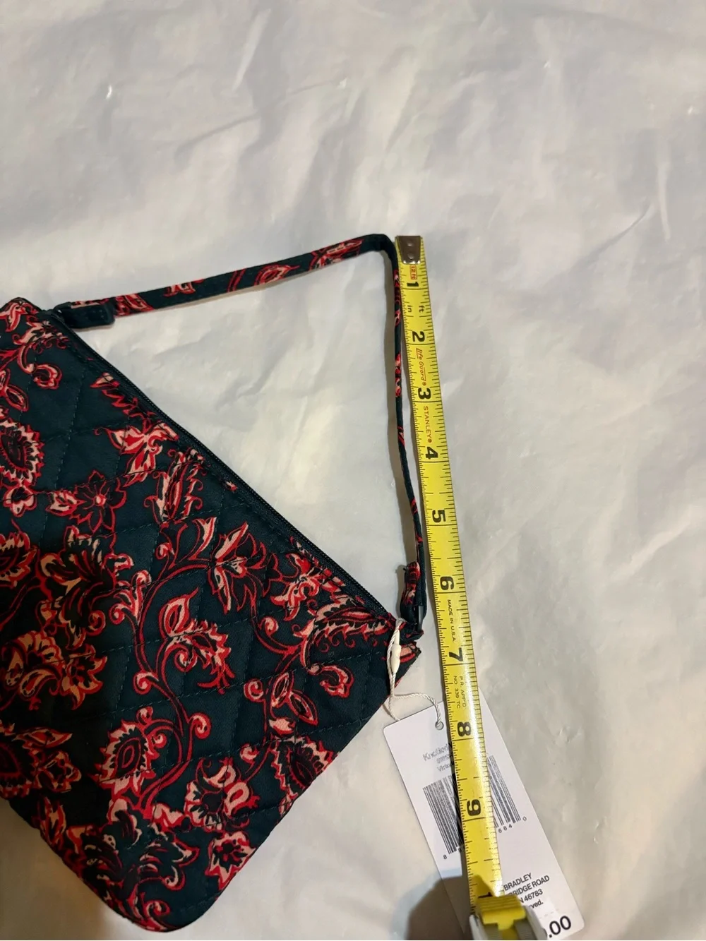 Vera Bradley Navy Blue Quilted Wristlet with Red Floral Print